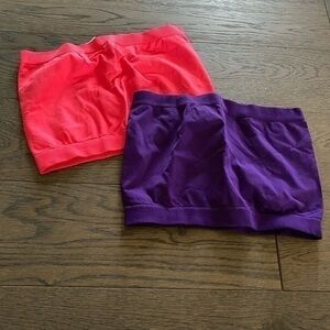 Lot of 2 Bandeau Tops Pink & Purple One Size